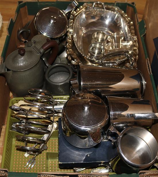 A collection of silver plate and pewter